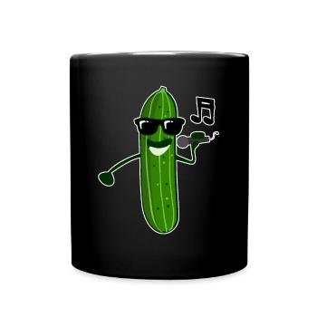 Gurke singt Sänger Gurken - Tasse einfarbig - Schwarz - Vorne