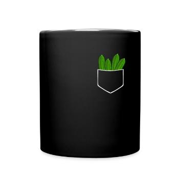 Gurken in Hemdtasche Gurke - Tasse einfarbig - Schwarz - Vorne