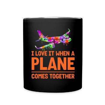 Airline Pilot Flugzeug Aircraft Pun - Full Colour Mug - black - Front