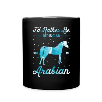 Reiten Auf Einem Arabischen Pferd - Tasse einfarbig - Schwarz - Vorne
