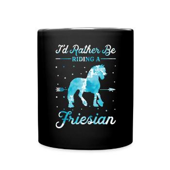 Monter un cheval frison - Mug uni - noir - Devant