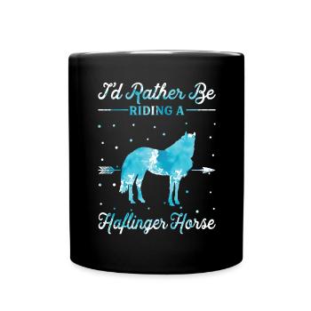 Monter sur un cheval Haflinger - Mug uni - noir - Devant