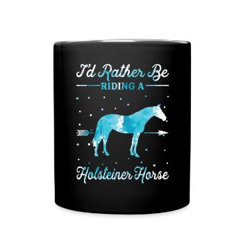 Reiten Eines Holsteiner -Pferdes - Tasse einfarbig - Schwarz - Vorne