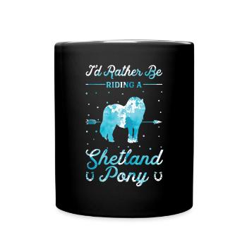 Chevaucher un poney Shetland - Mug uni - noir - Devant
