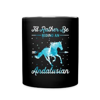 Riding an Andalusian horse - Full Colour Mug - black - Front