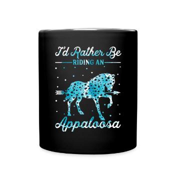 Monter un cheval Appaloosa - Mug uni - noir - Devant