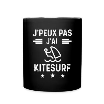 kitesurfeur je peux pas j'ai kitesurf - Mug uni - noir - Devant