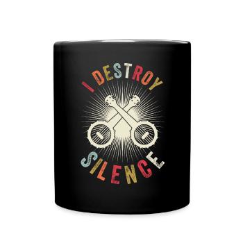 Je détruis le silence - Vintage Banjo - Mug uni - noir - Devant