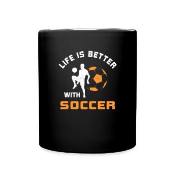 Life is better with football saying gift - Full Colour Mug - black - Front