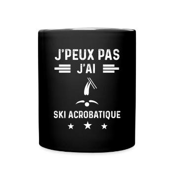 skieur je peux pas j'ai ski acrobatique - Mug uni - noir - Devant