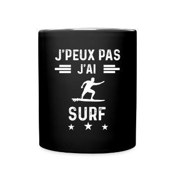 surfeur je peux pas j'ai surf board - Mug uni - noir - Devant