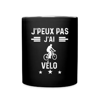 cycliste je peux pas j'ai vélo vtt - Mug uni - noir - Devant