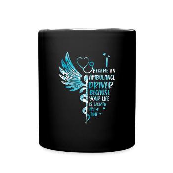 La vie en vaut la peine - chauffeur d’ambulance - Mug uni - noir - Devant
