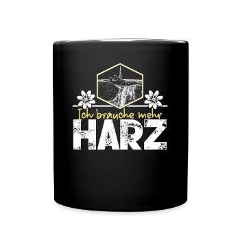 Harz Urlaub Harzer Brocken - Tasse einfarbig - Schwarz - Vorne