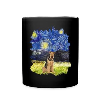 Nuit étoilée - Airedale Terrier - Mug uni - noir - Devant