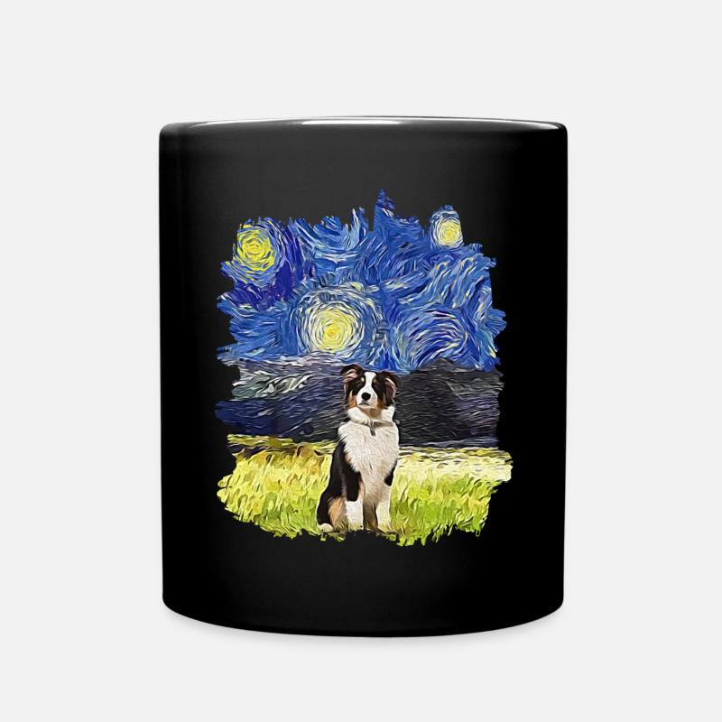 Sternennacht - Australischer Schäferhund - Tasse einfarbig - Schwarz