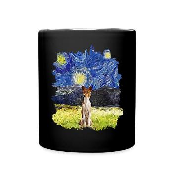 Sternennacht - Basenji - Tasse einfarbig - Schwarz - Vorne