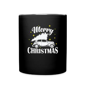 Merry Christmas Xmas Familie Feiertag - Tasse einfarbig - Schwarz - Vorne