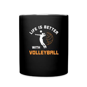 Life is better with volleyball saying gift - Full Colour Mug - black - Front