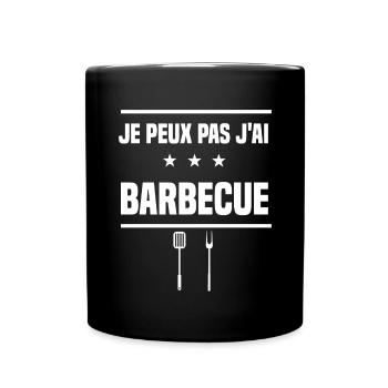 je peux pas j'ai barbecue ustensiles humour bbq - Mug uni - noir - Devant