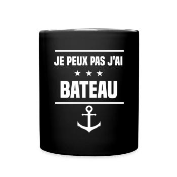 je peux pas j'ai bateau ancre humour bateau - Mug uni - noir - Devant
