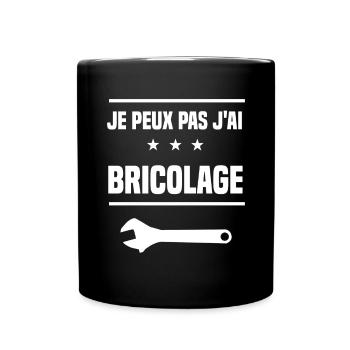 je peux pas j'ai bricolage clé molette bricoleur - Mug uni - noir - Devant