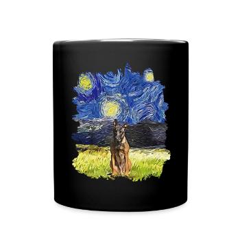 Sternennacht - Belgischer Malinois - Tasse einfarbig - Schwarz - Vorne