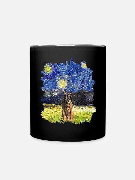 Starry Night - Belgian Malinois - Full Colour Mug - black