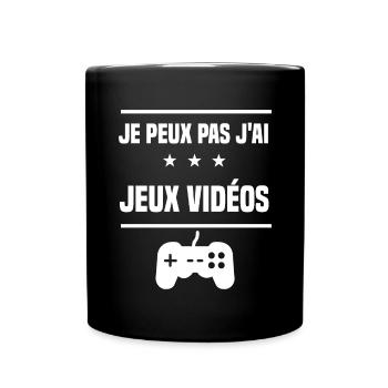 je peux pas j'ai jeux vidéos humour gameur - Mug uni - noir - Devant