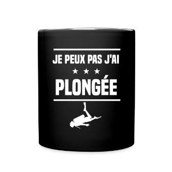 je peux pas j'ai plongée en apnée humour plongeur - Mug uni - noir - Devant