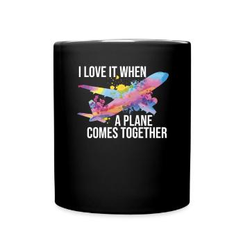 Love It Plane comes for a cargo pilot - Full Colour Mug - black - Front