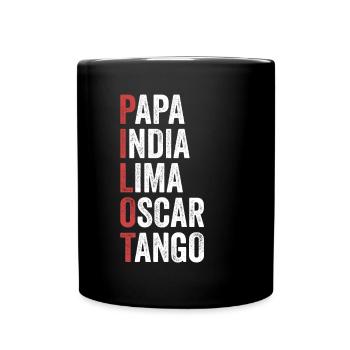 Alphabet Pilot Aviation FM Airband Pilote de ligne - Mug uni - noir - Devant