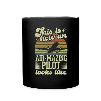 Aircraft Pun Airmazing Pilot - Pilote de ligne - Mug uni - noir - Devant