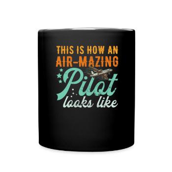 Aircraft Pun Airmazing Pilot - Airline Pilot - Full Colour Mug - black - Front