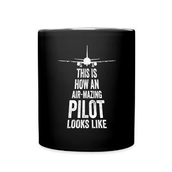 Aircraft Pun Airmazing Pilot - Pilote de ligne - Mug uni - noir - Devant