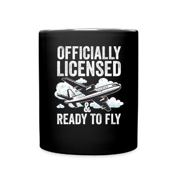 Airplane Flight License Pilot License - Full Colour Mug - black - Front