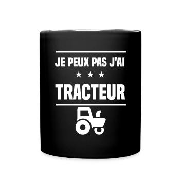 je peux pas j'ai tracteur humour agriculteur - Mug uni - noir - Devant