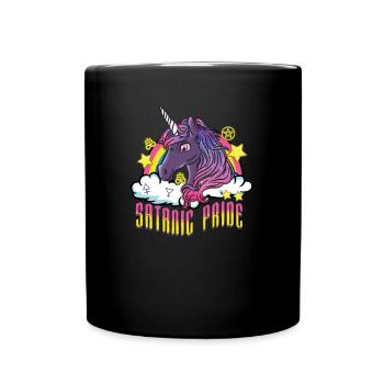 Satanic Pride I Creepy Cute Einhorn - Tasse einfarbig - Schwarz - Vorne