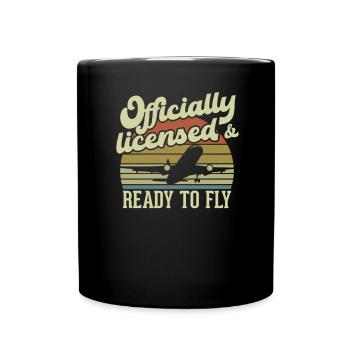 Flight license for a licensed pilot - Full Colour Mug - black - Front