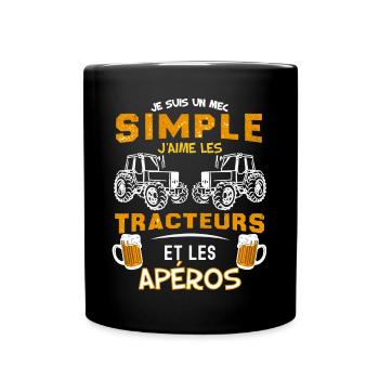 Conducteur De Tracteur et Apéro - Mug uni - noir - Devant