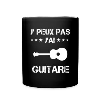 je peux pas j'ai guitare cadeau gutariste - Mug uni - noir - Devant