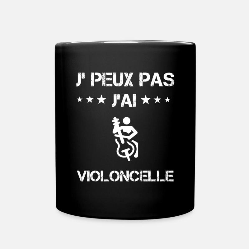je peux pas j'ai violoncelle violoncelliste cadeau - Mug uni - noir