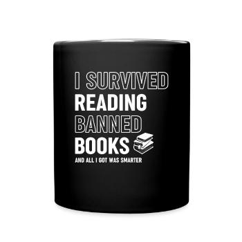 Ich überlebte das Lesen von Banned Book Lover Bookworm - Tasse einfarbig - Schwarz - Vorne