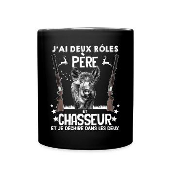 Pere et chasseur de sanglier - Mug uni - noir - Devant