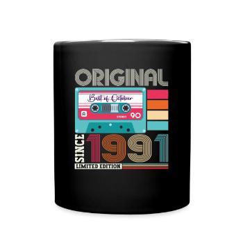 Oktober Jahrgang 1991 31. Geburtstag Geschenk Tape - Tasse einfarbig - Schwarz - Vorne