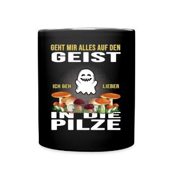 pilze sammeln herbst pilzzeit - Tasse einfarbig - Schwarz - Vorne