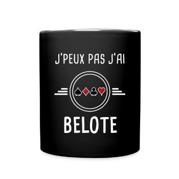 belote je peux pas j'ai belote cartes - Mug uni - noir - Devant