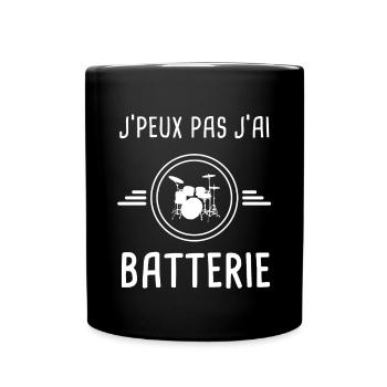 batterie je peux pas j'ai batterie batteur - Mug uni - noir - Devant