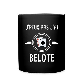 belote je peux pas j'ai belote cartes carte - Mug uni - noir - Devant