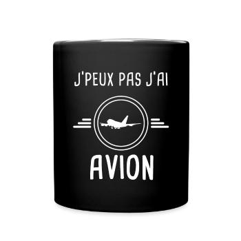 avion je peux pas j'ai avion pilote - Mug uni - noir - Devant